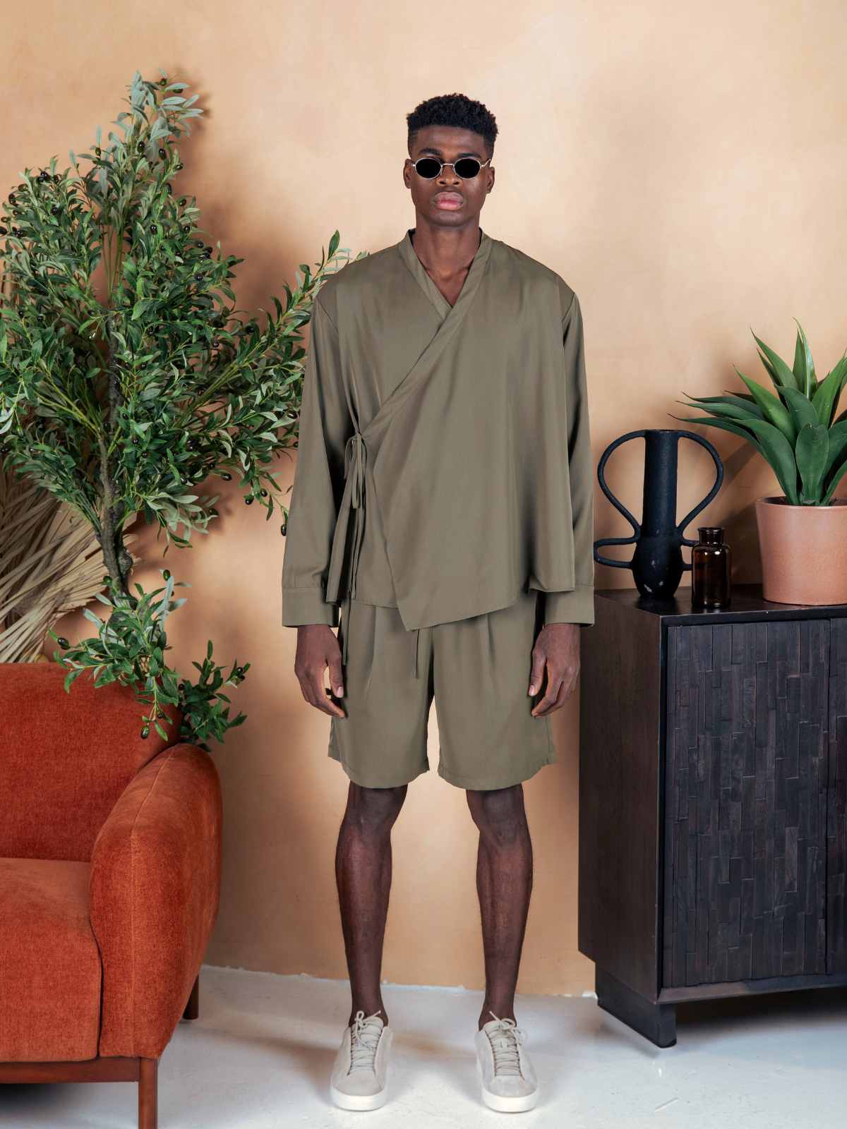 Tega Long Sleeve Wrap Shirt - Green